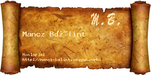 Mancz Bálint névjegykártya